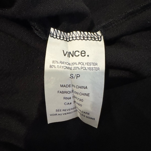 VINCE CREW NECK 3/4 SLEEVE WOMEN TEE SHIRT lightweight black - Picture 7 of 7